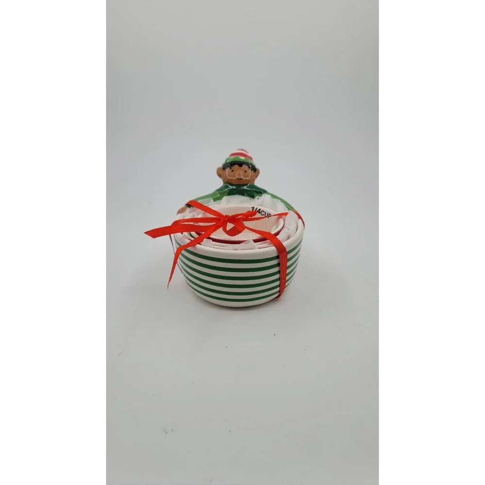 Walmart‎ Holiday Time Christmas Elf Ceramic Measuring Cups Set